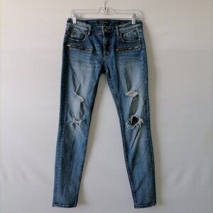 Vigoss Womens Blue Low Rise Distressed The Jagger Skinny Denim Jeans Size 27x29
